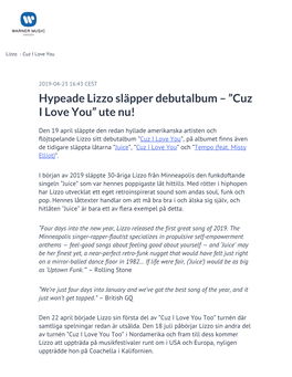 Hypeade Lizzo Släpper Debutalbum – ”Cuz I Love You” Ute Nu!