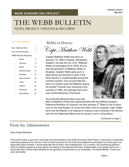THE WEBB BULLETIN Capt.Matthew Webb