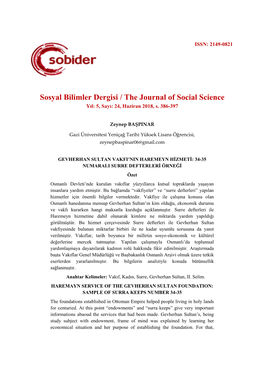 Sosyal Bilimler Dergisi / the Journal of Social Science Yıl: 5, Sayı: 24, Haziran 2018, S