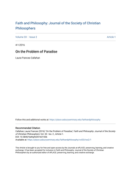 On the Problem of Paradise