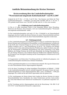 Kreisverordnung Über Das Landschaftsschutzgebiet ”Westerautal Und Umgebende Kulturlandschaft” Vom 05.12.2007