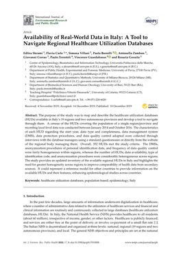 Availability of Real-World Data in Italy: a Tool to Navigate Regional Healthcare Utilization Databases