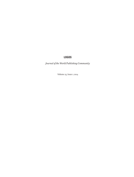 LOGOS Journal of the World Publishing Community