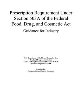 Prescription Requirement Under Section 503A of the FD&C