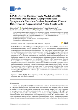 Hipsc-Derived Cardiomyocyte Model of LQT2 Syndrome Derived