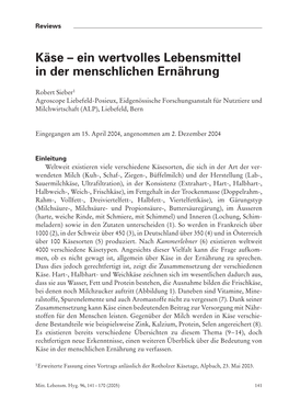 Käse – Ein Wertvolles Lebensmittel in Der Menschlichen Ernährung