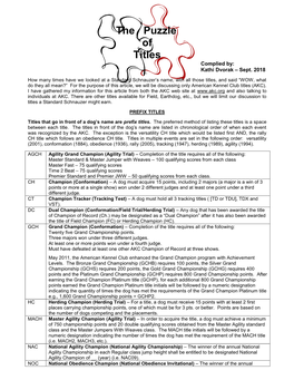 The Puzzle of AKC Titles