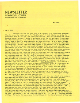 Newsletter Bennington College Bennington, Vermont