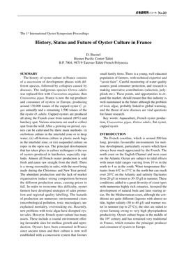 History, Status and Future of Oyster Culture in France