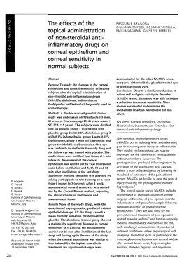 The Effects of the Topical Administration of Non-Steroidal Anti