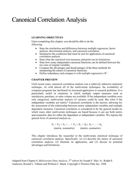 Canonical Correlation Analysis