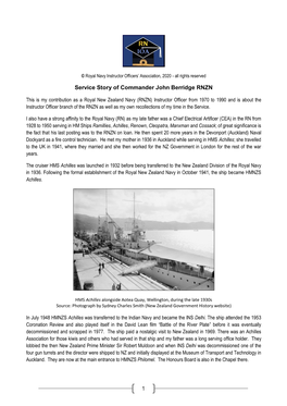 1 Service Story of Commander John Berridge RNZN