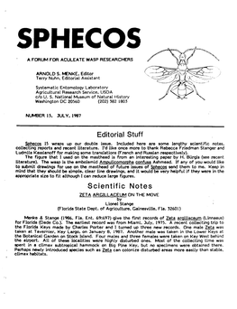 Sphecos: a Forum for Aculeate Wasp Researchers