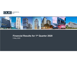 Financial Results for 1St Quarter 2020 5 May 2020 Important Notice