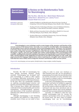 A Review on the Bioinformatics Tools for Neuroimaging