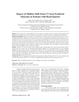 Degree of Midline Shift from CT Scan Predicted Outcome in Patients with Head Injuries