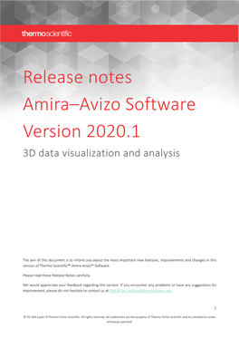 Release Notes Amira–Avizo Software Version 2020.1