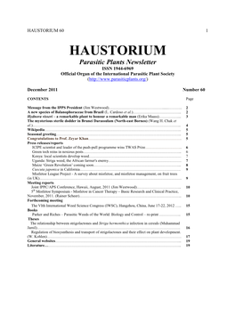 Haustorium #60, December 2011