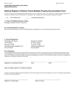 National Register of Historic Places Multiple Property Documentation Form