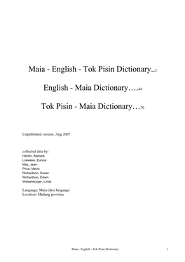 Maia - English - Tok Pisin Dictionary..2