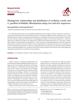 Gelidiales, Rhodophyta) Using Cox1 and Rbcl Sequences