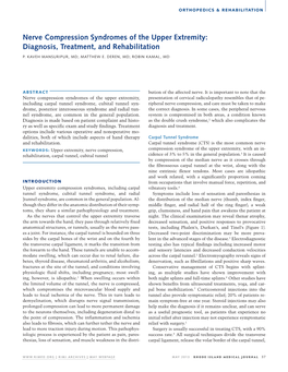 Nerve Compression Syndromes of the Upper Extremity: Diagnosis, Treatment, and Rehabilitation