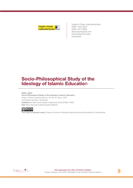 Socio-Philosophical Study of the Ideology of Islamic Education