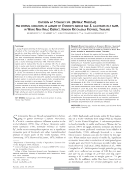 Diversity of Stomoxys Spp. \(Diptera: Muscidae\)