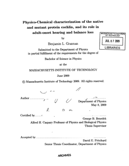 Physico-Chemical Characterization of the Native and Mutant Protein