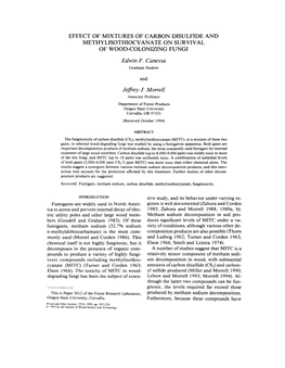 EFFECT of MIXTURES of CARBON DISULFIDE and METHYLISOTHIOCYANATE on SURVIVAL of WOOD-COLONIZING FUNGI Edwin F