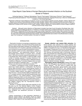 Case Series of Human Plasmodium Knowlesi Infection on the Southern Border of Thailand