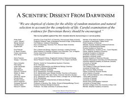 A Scientific Dissent from Darwinism