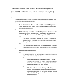 City of Rockville Conditional Use Standards