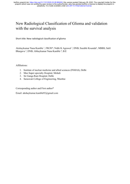 New Radiological Classification of Glioma and Validation with the Survival Analysis