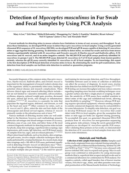 <I>Myocoptes Musculinus</I> in Fur Swab and Fecal Samples by Using