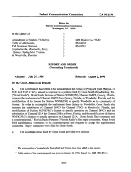 In the Matter of Amendment of Section 73.202(B), Table of Allotments, FM