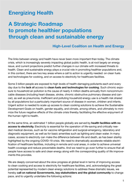 A Strategic Roadmap to Promote Healthier Populations Through Clean and Sustainable Energy