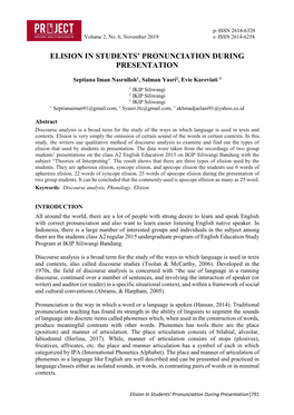 Elision in Students' Pronunciation During