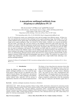 A Non-Polyene Antifungal Antibiotic from Streptomyces Albidoflavus PU 23