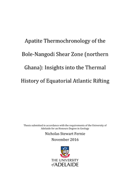 Apatite Thermochronology of the Bole-Nangodi Shear Zone