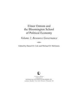 Elinor Ostrom and the Bloomington School of Political Economy Volume 2, Resource Governance Ķĸ