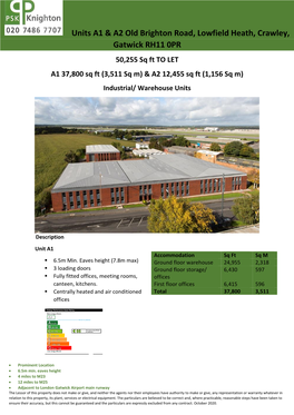 Units A1 & A2 Old Brighton Road, Lowfield Heath, Crawley, Gatwick