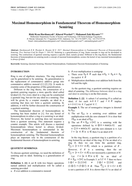 Maximal Homomorphism in Fundamental Theorem of Homomorphism Semiring