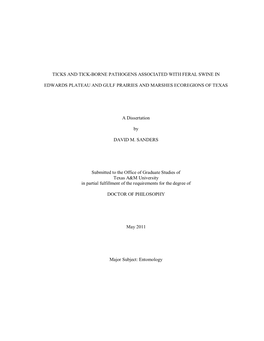 Ticks and Tick-Borne Pathogens Associated with Feral Swine In