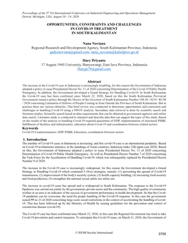 ID 740 Opportunities, Constraints and Challenges in Covid-19 Treatment in South Kalimantan