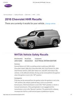 2010 Chevrolet HHR Recalls | Cars.Com