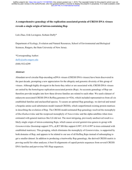 A Comprehensive Genealogy of the Replication Associated Protein of CRESS DNA Viruses Reveals a Single Origin of Intron-Containing Rep