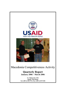 Macedonia Competitiveness Activity Quarterly Report January 2006 – March 2006