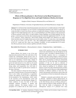 Effects of Rheum Palmatum L. Root Extract on the Blood Parameters in Responses to Two High Heat Stress and Lipid Oxidation of Rutilus Frisii Kutum