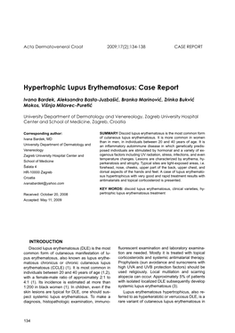 Hypertrophic Lupus Erythematosus: Case Report